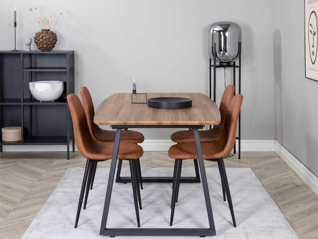 Conjunto de mesas y sillas para comedor Dallas 330 (Marrón + Negro)