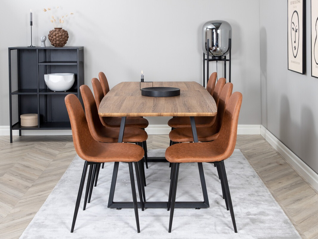 Conjunto de mesas y sillas para comedor Dallas 331 (Marrón + Negro)