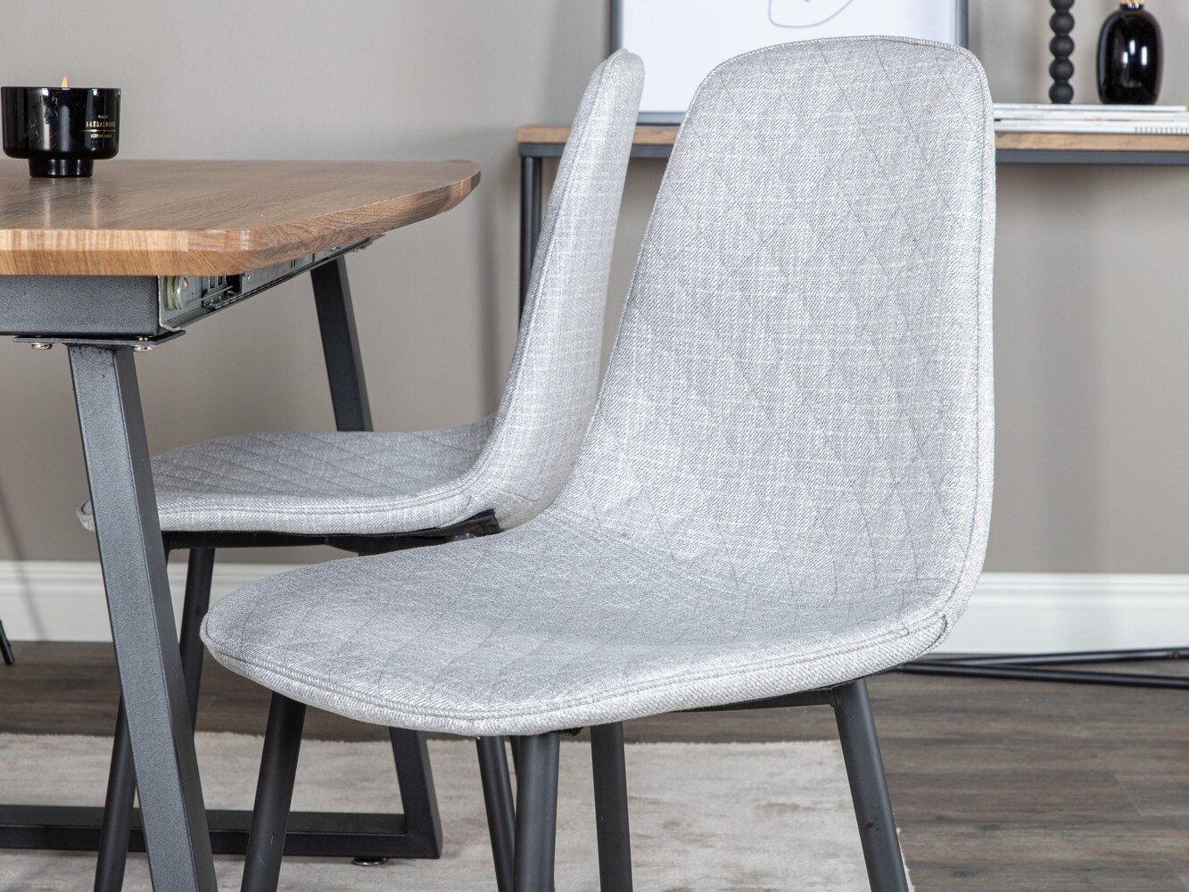 Conjunto de mesas y sillas para comedor Dallas 336 (Gris claro + Negro)