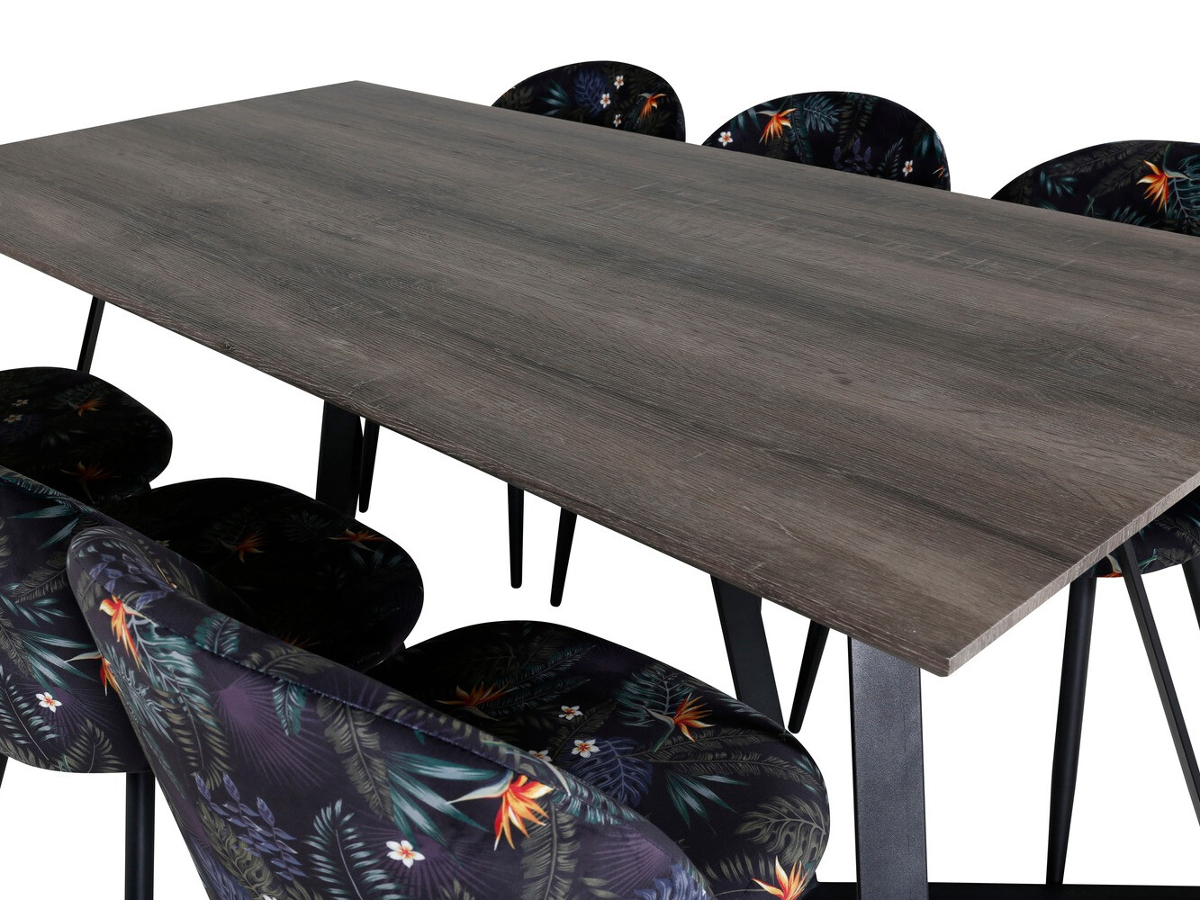 Conjunto de mesas y sillas para comedor Dallas 340 (Patrón floral + Negro)