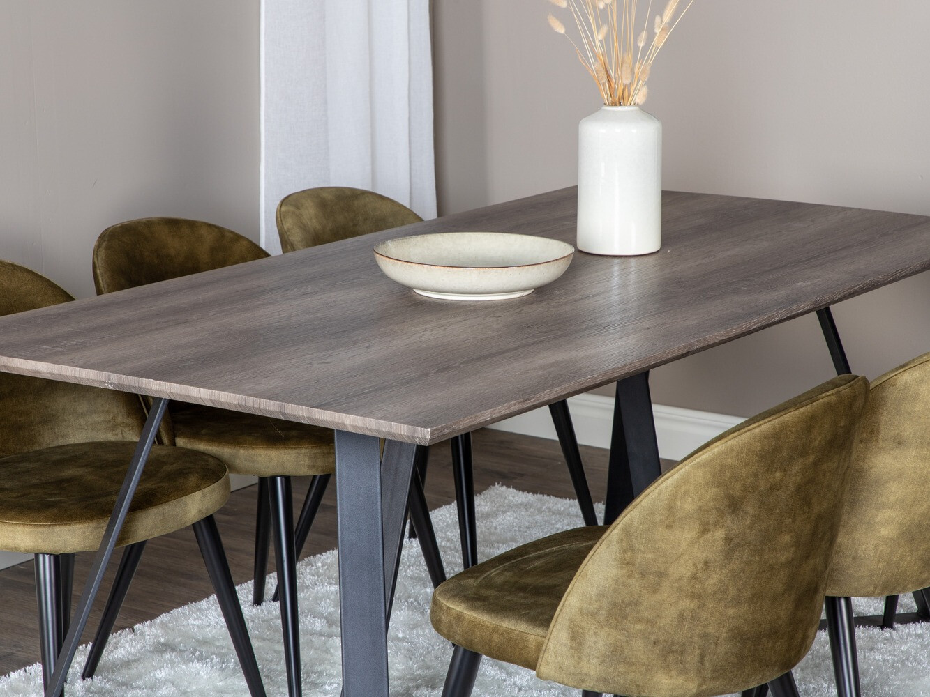 Conjunto de mesas y sillas para comedor Dallas 340 (Verde polvoriento + Negro)