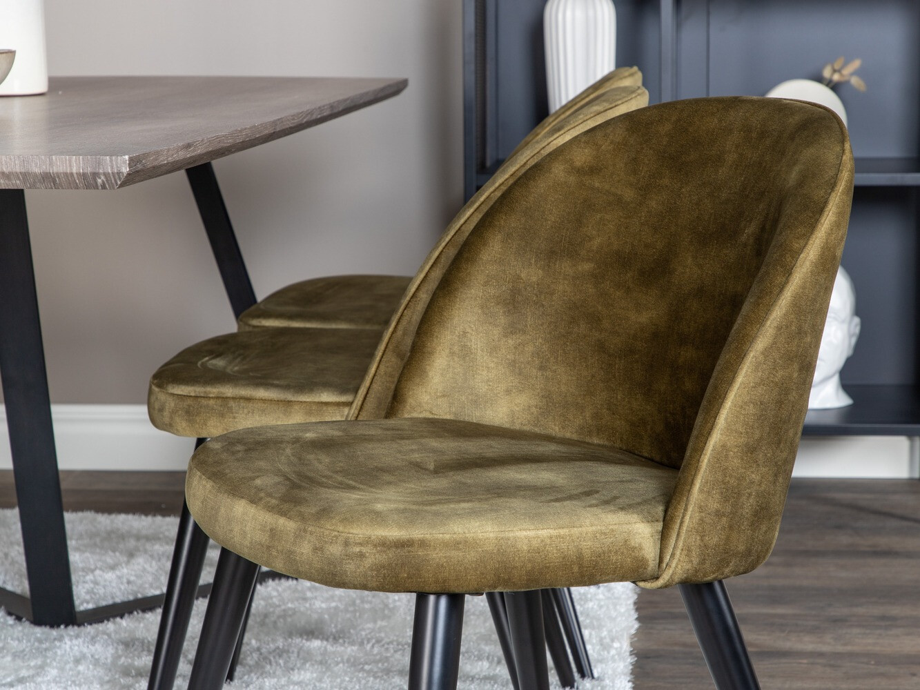 Conjunto de mesas y sillas para comedor Dallas 340 (Verde polvoriento + Negro)