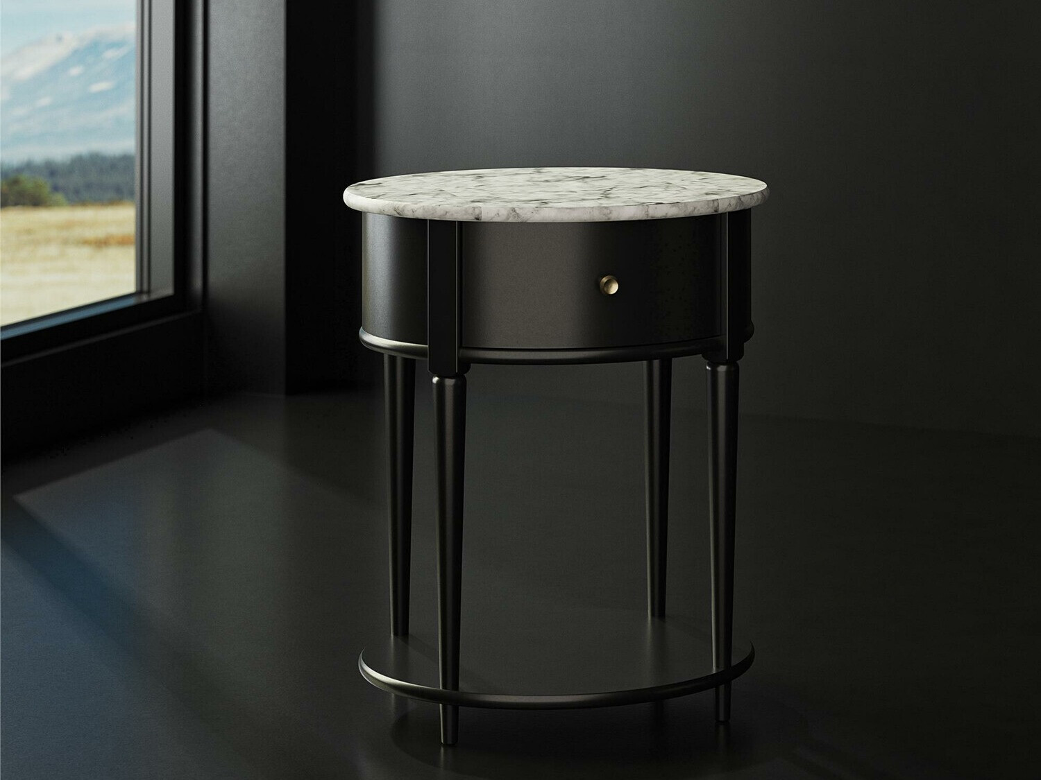 Mesa auxiliar Tulsa 233 (Negro + Mármol blanco)