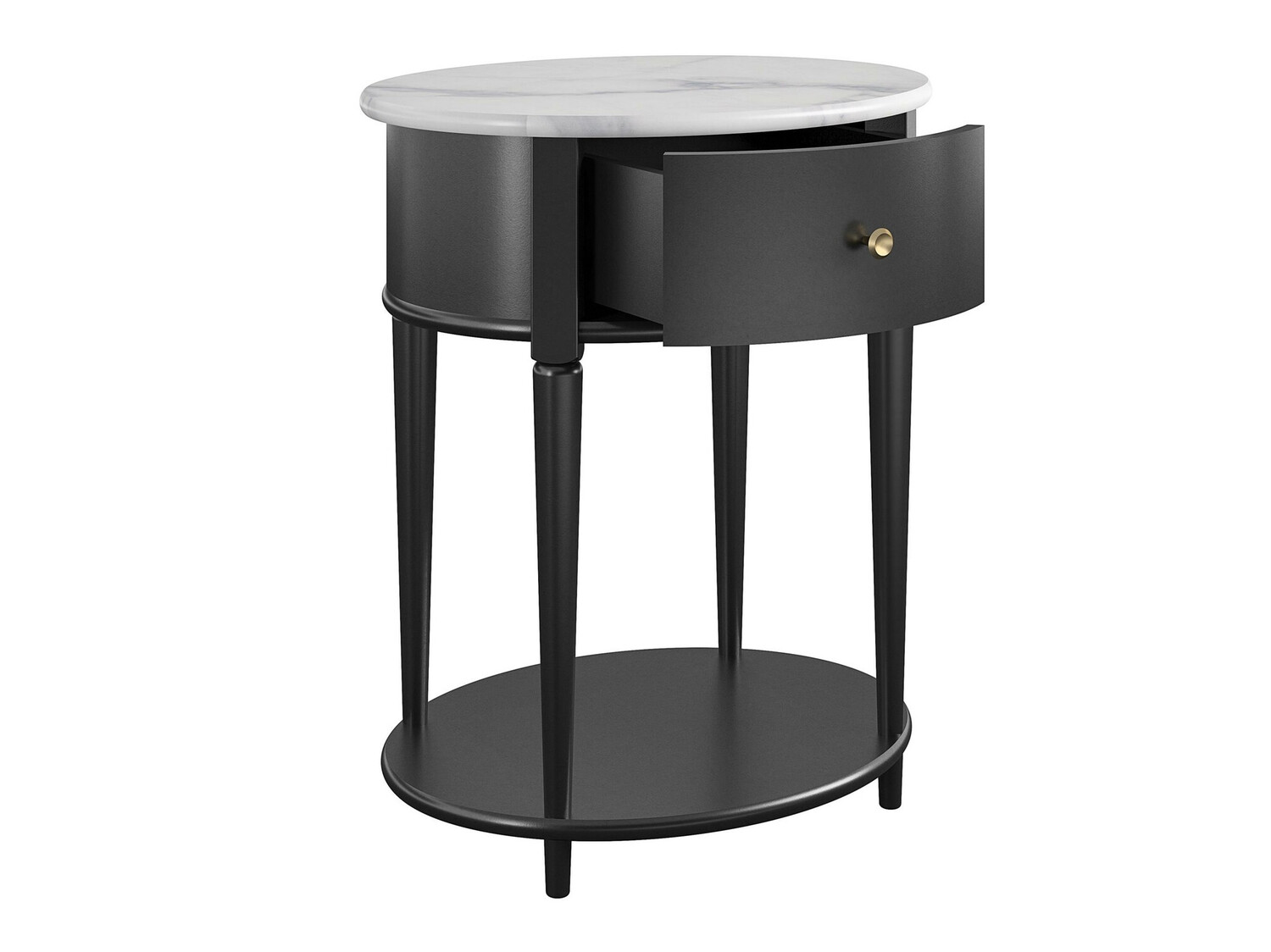 Mesa auxiliar Tulsa 233 (Negro + Mármol blanco)