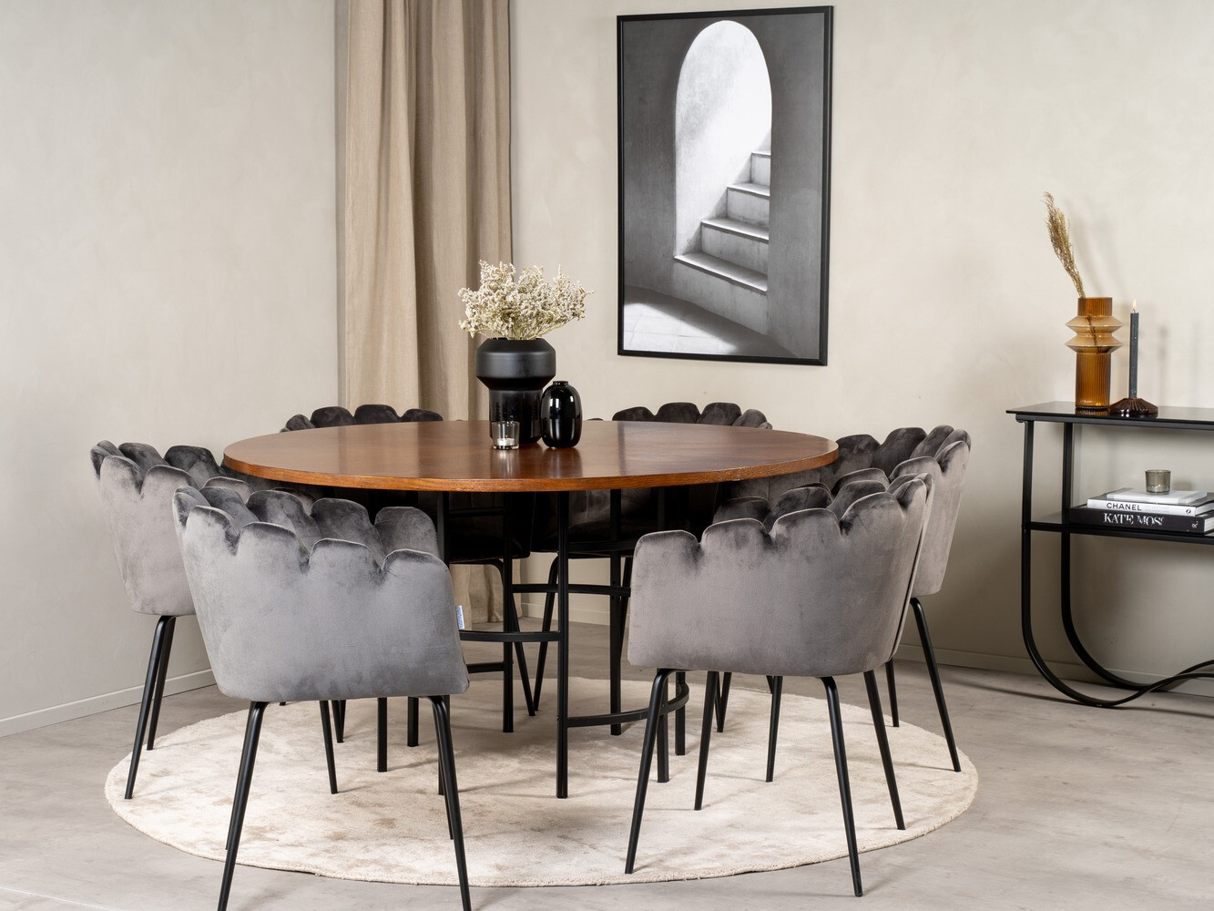 Conjunto de comedor Dallas 311 (Gris + Negro)