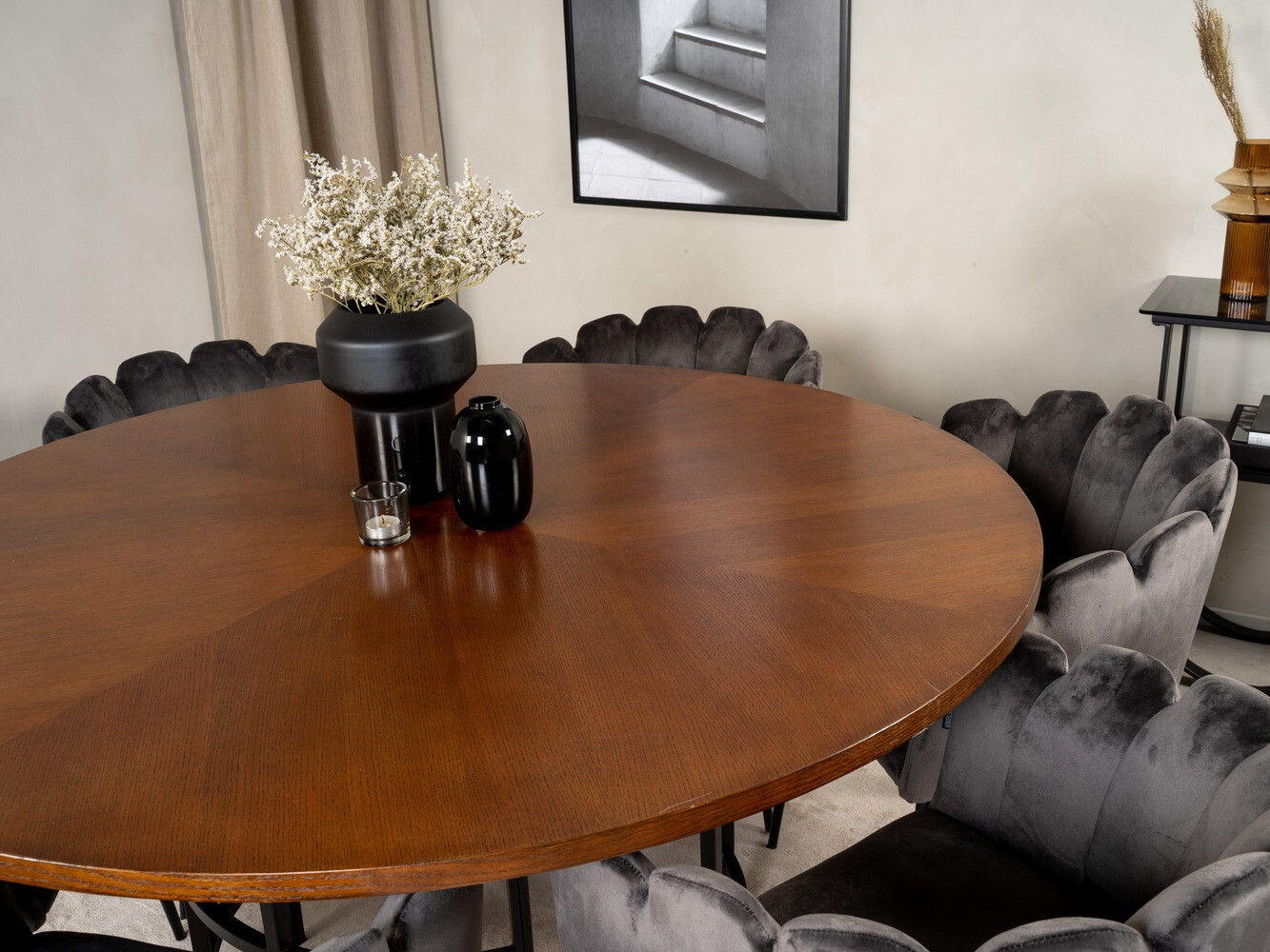 Conjunto de comedor Dallas 311 (Gris + Negro)