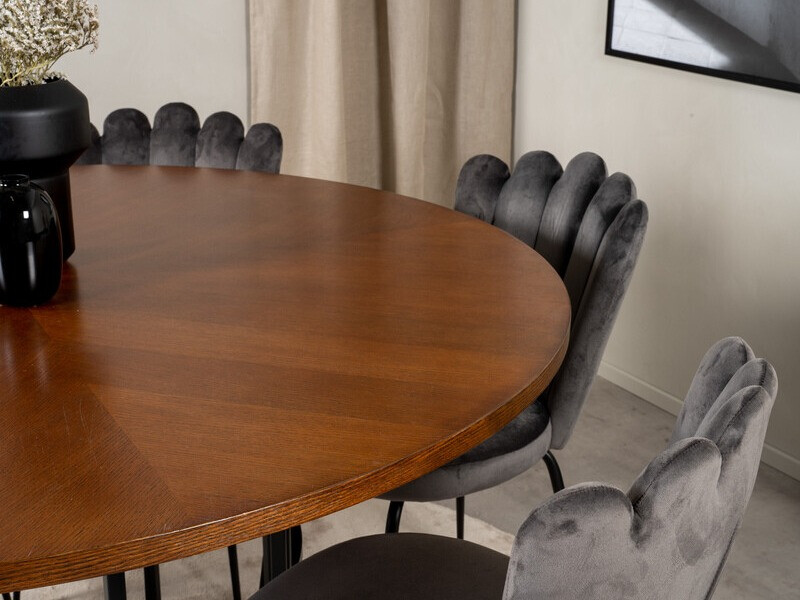 Conjunto de comedor Dallas 315 (Gris + Negro)