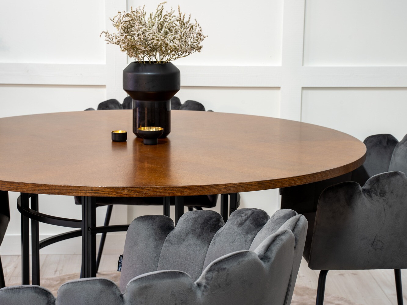 Conjunto de mesas y sillas para comedor Dallas 310 (Gris + Negro)