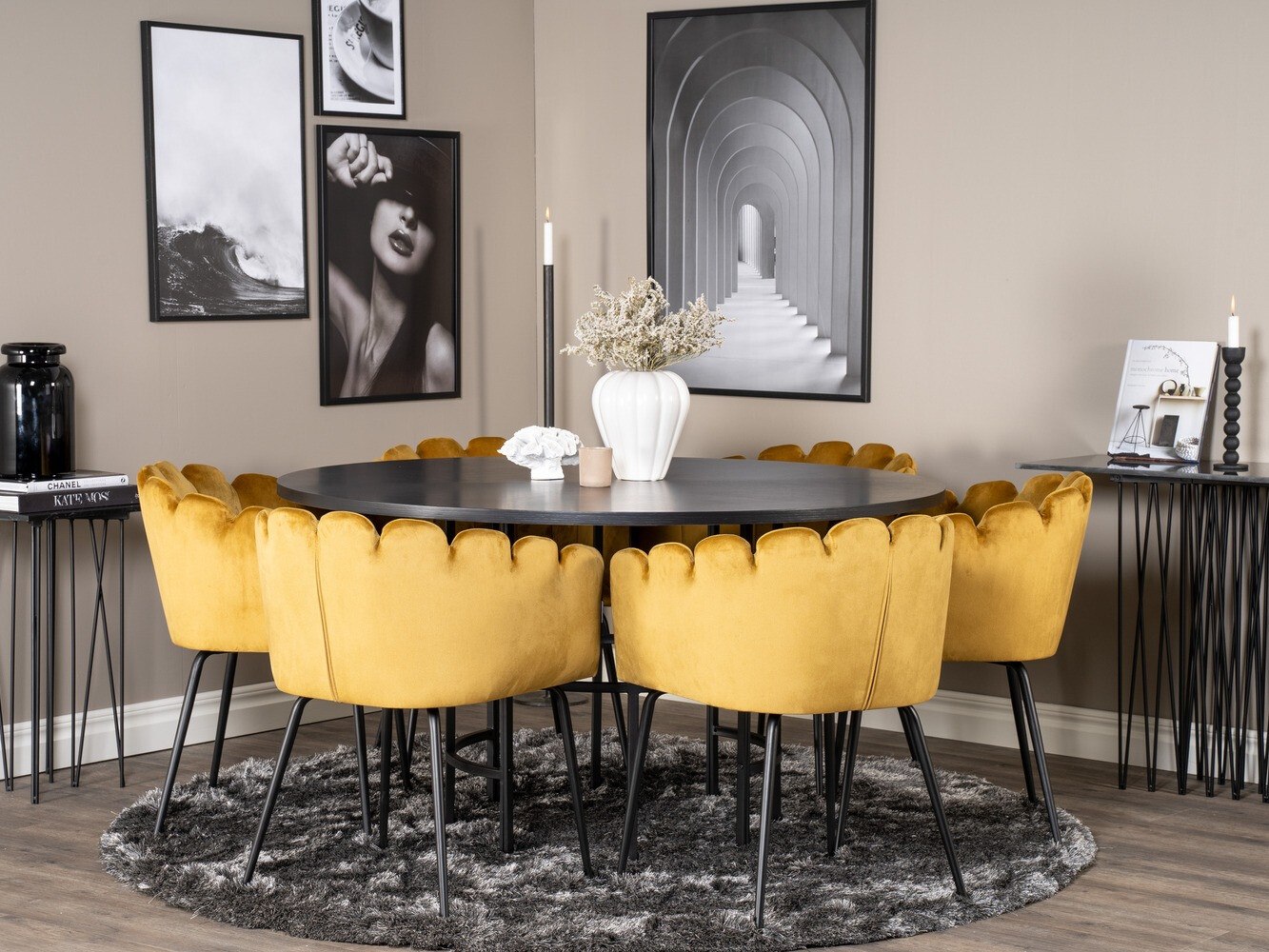 Conjunto de mesas y sillas para comedor Dallas 312 (Amarillo + Negro)
