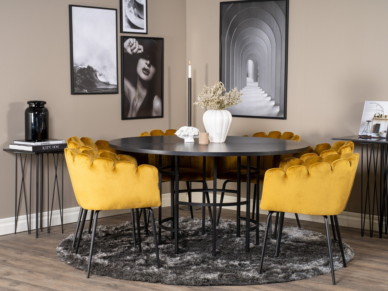 Conjunto de mesas y sillas para comedor Dallas 312 (Amarillo + Negro)