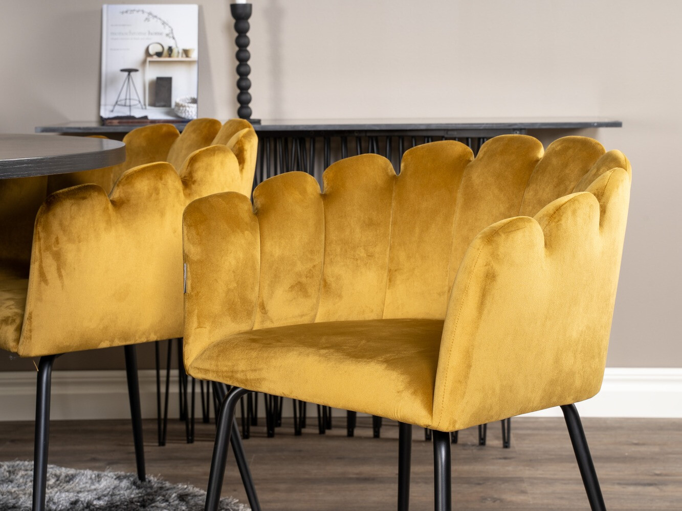 Conjunto de mesas y sillas para comedor Dallas 312 (Amarillo + Negro)