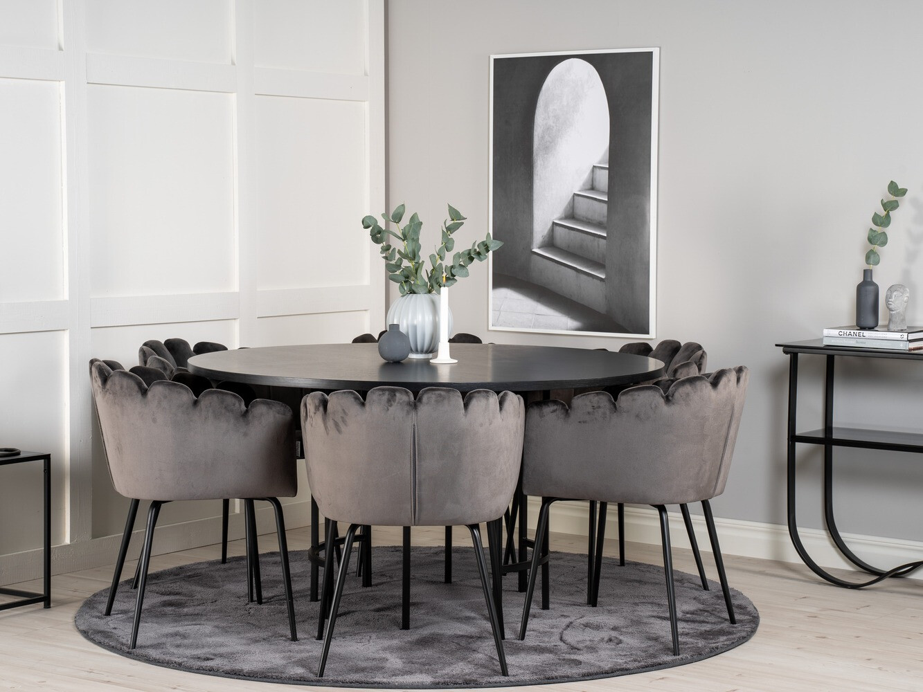 Conjunto de mesas y sillas para comedor Dallas 312 (Gris + Negro)