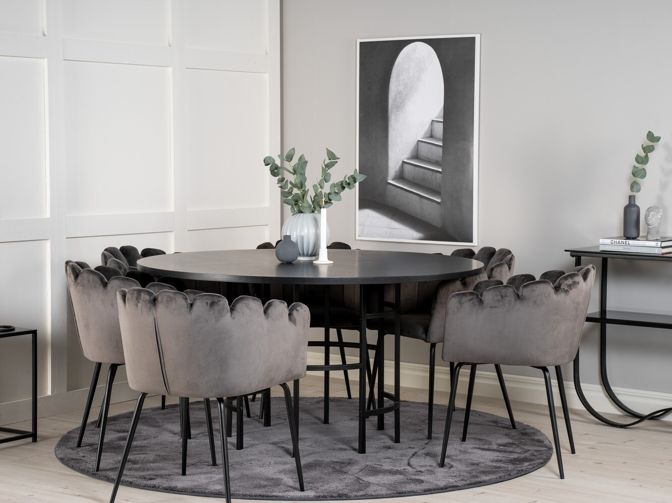 Conjunto de mesas y sillas para comedor Dallas 312 (Gris + Negro)