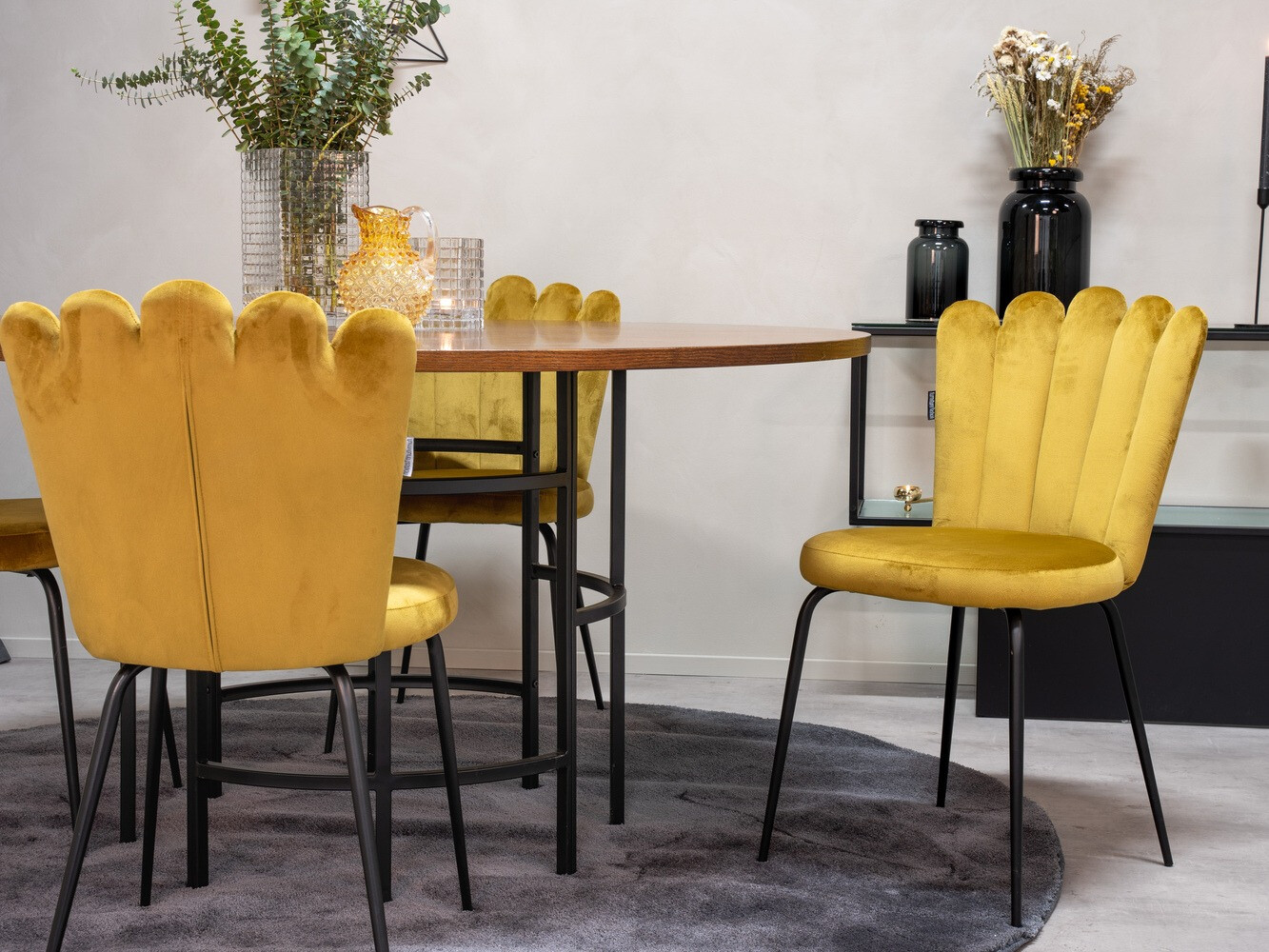 Conjunto de mesas y sillas para comedor Dallas 314 (Amarillo + Negro)