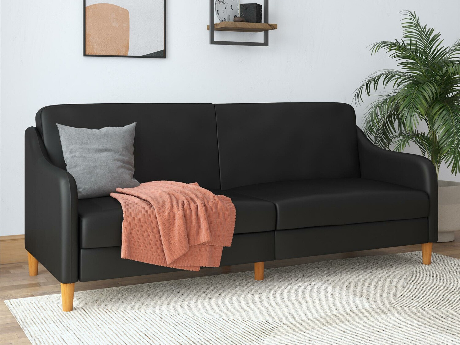 Sofá-cama Tulsa 120 (Negro + Marrón)