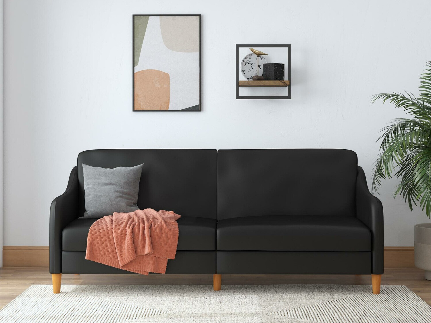 Sofá-cama Tulsa 120 (Negro + Marrón)