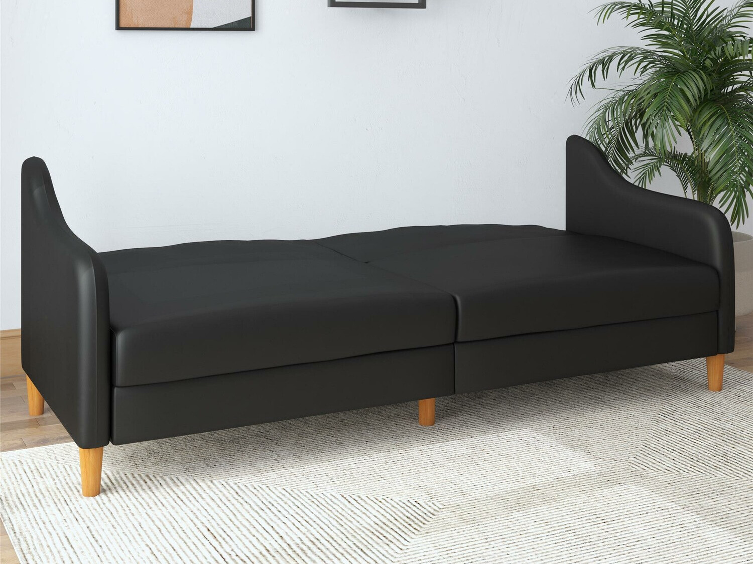 Sofá-cama Tulsa 120 (Negro + Marrón)