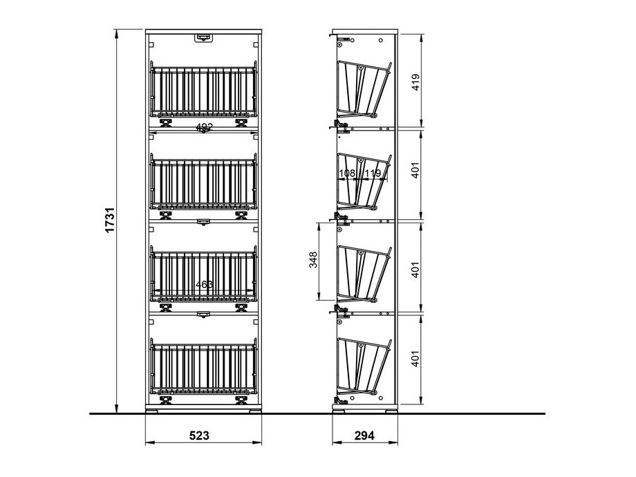 Zapatero Veltena 107 (Blanco brillante + Negro)