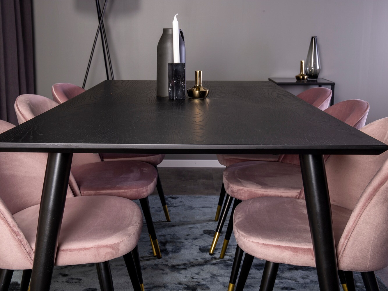 Conjunto de mesas y sillas para comedor Dallas 346 (Rosa + Negro)
