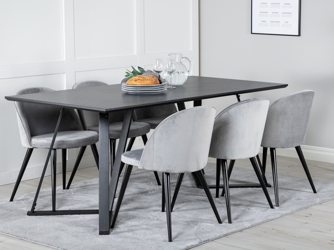 Conjunto de mesas y sillas para comedor Dallas 360 (Gris + Negro)