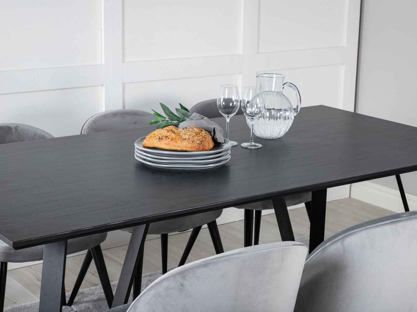 Conjunto de mesas y sillas para comedor Dallas 360 (Gris + Negro)