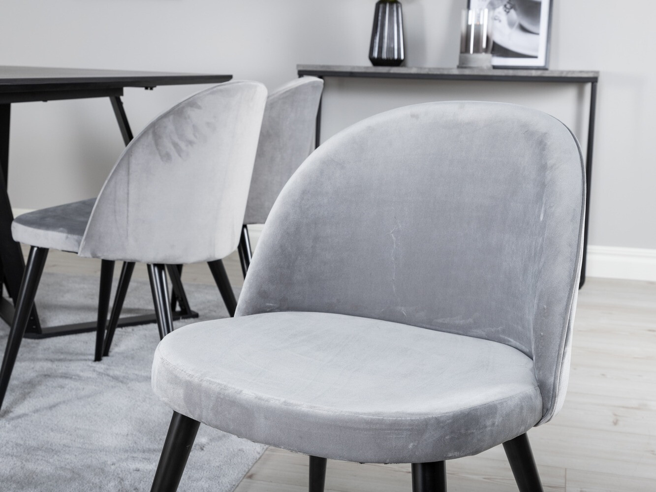 Conjunto de mesas y sillas para comedor Dallas 360 (Gris + Negro)