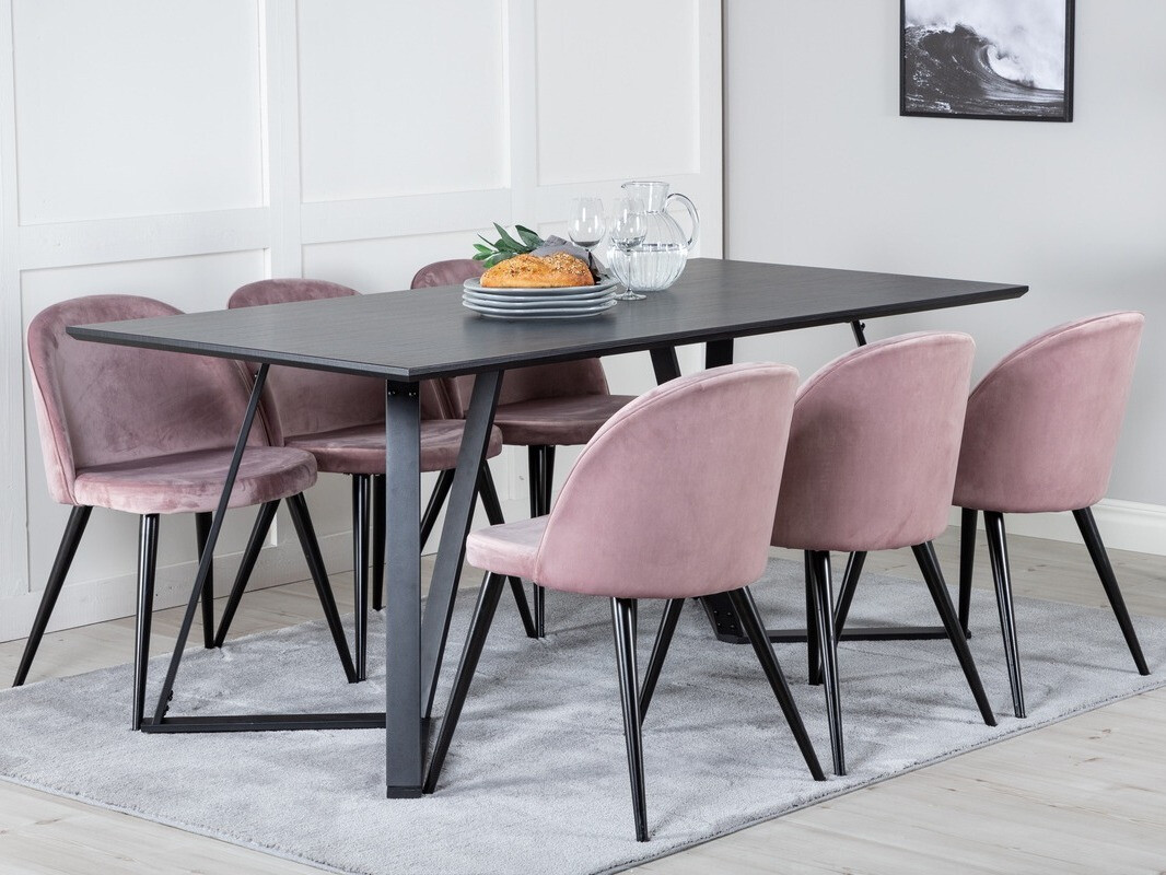 Conjunto de mesas y sillas para comedor Dallas 360 (Rosa + Negro)