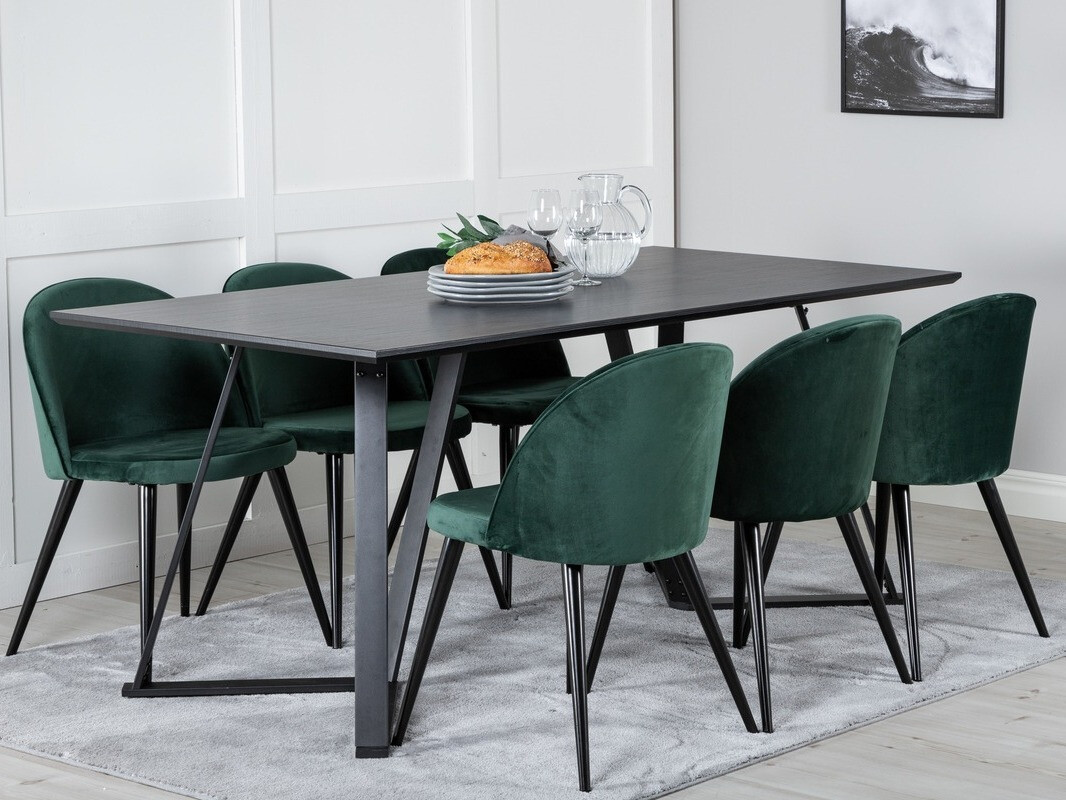 Conjunto de mesas y sillas para comedor Dallas 360 (Verde + Negro)
