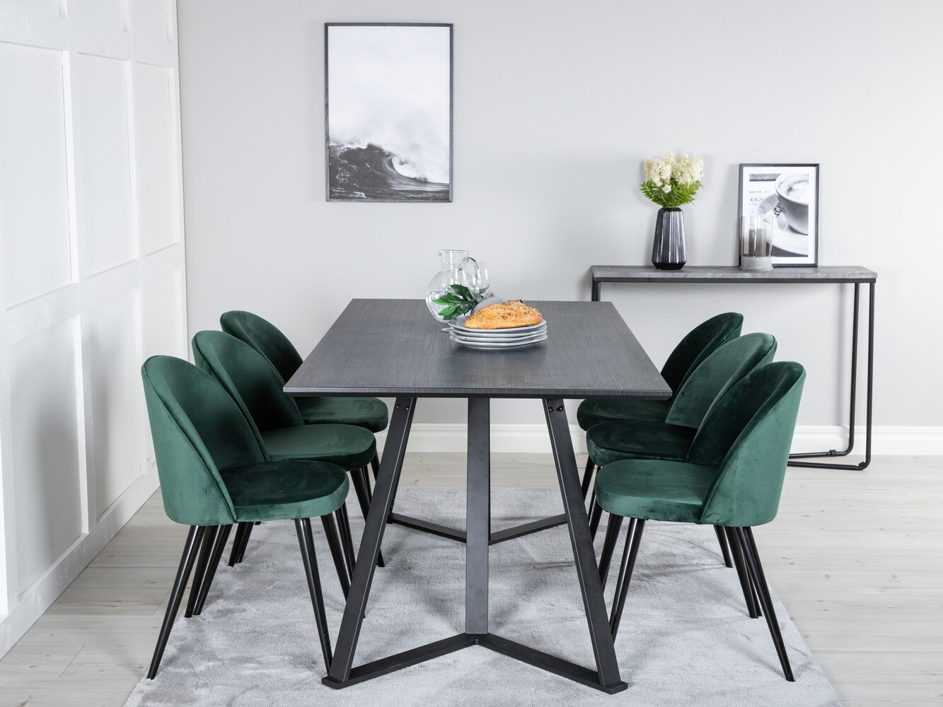 Conjunto de mesas y sillas para comedor Dallas 360 (Verde + Negro)