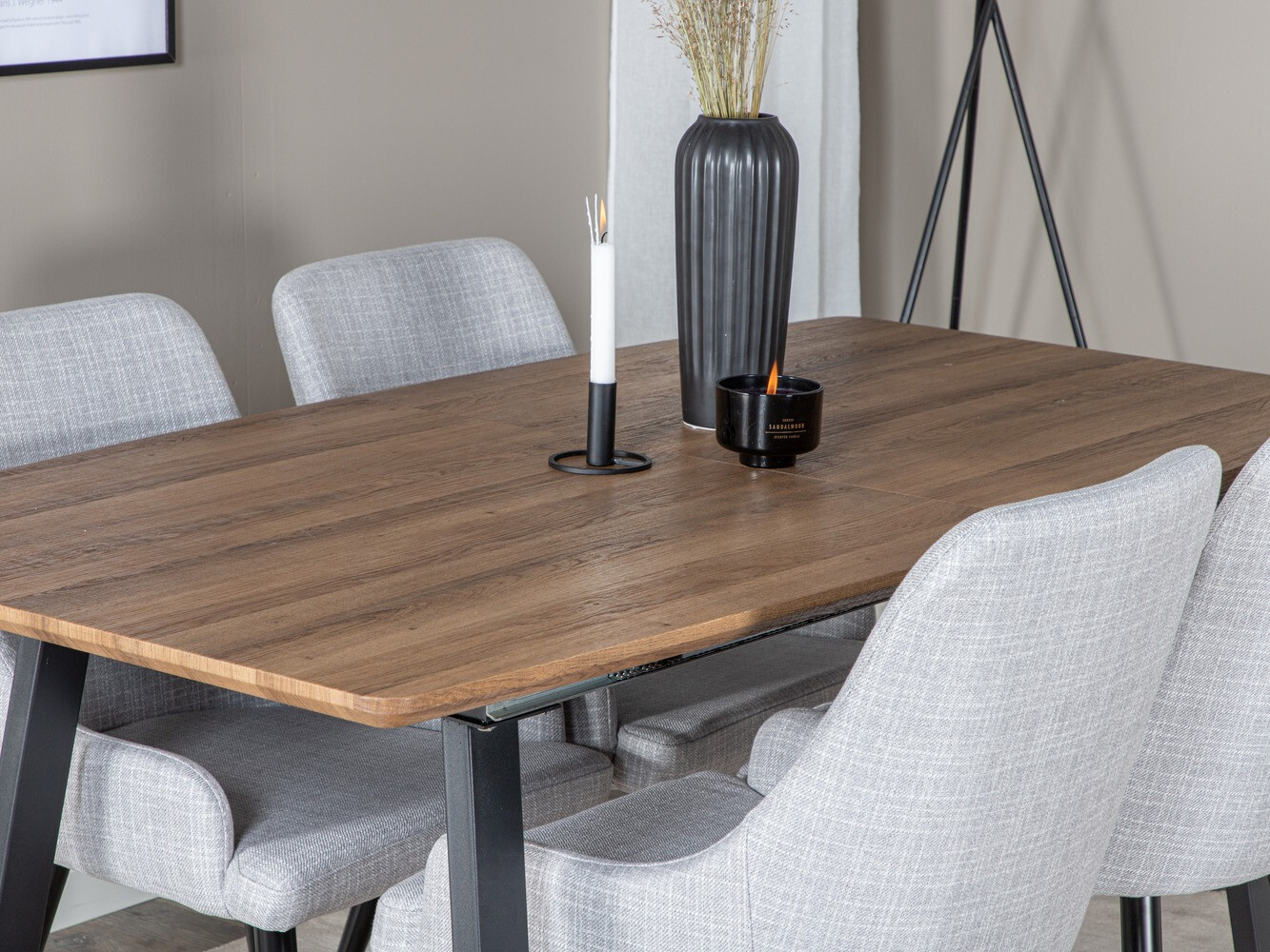 Conjunto de comedor Dallas 334 (Gris claro + Negro)