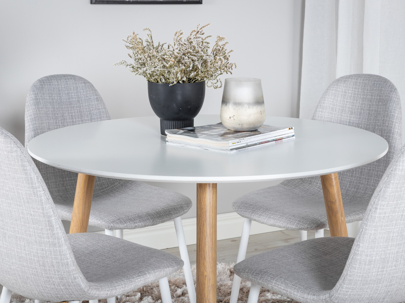 Conjunto de mesas y sillas para comedor Dallas 291 (Gris claro + Blanco)