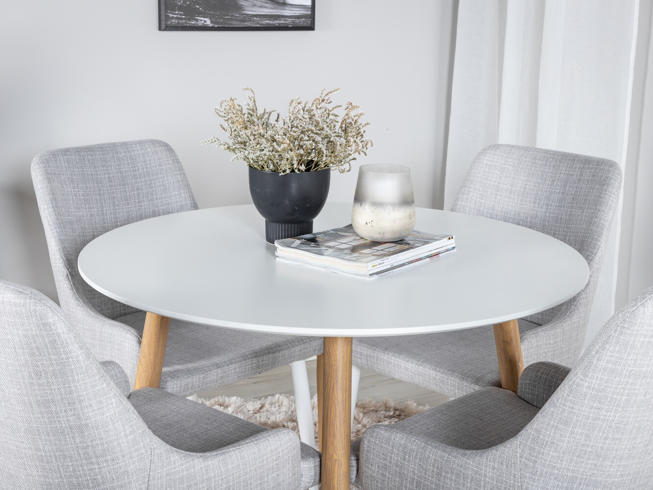 Conjunto de mesas y sillas para comedor Dallas 299 (Gris claro + Blanco)