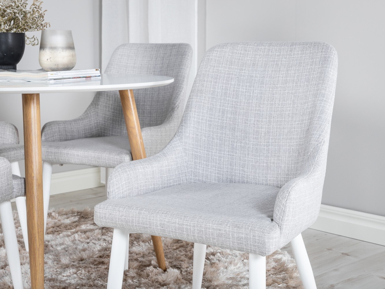 Conjunto de mesas y sillas para comedor Dallas 299 (Gris claro + Blanco)