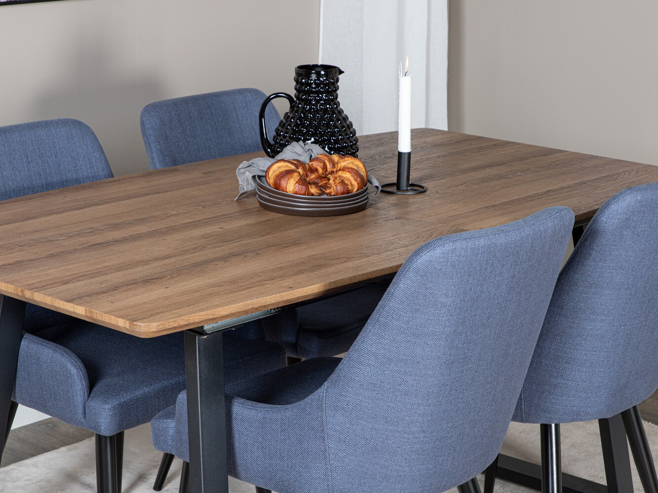 Conjunto de mesas y sillas para comedor Dallas 334 (Azul + Negro)