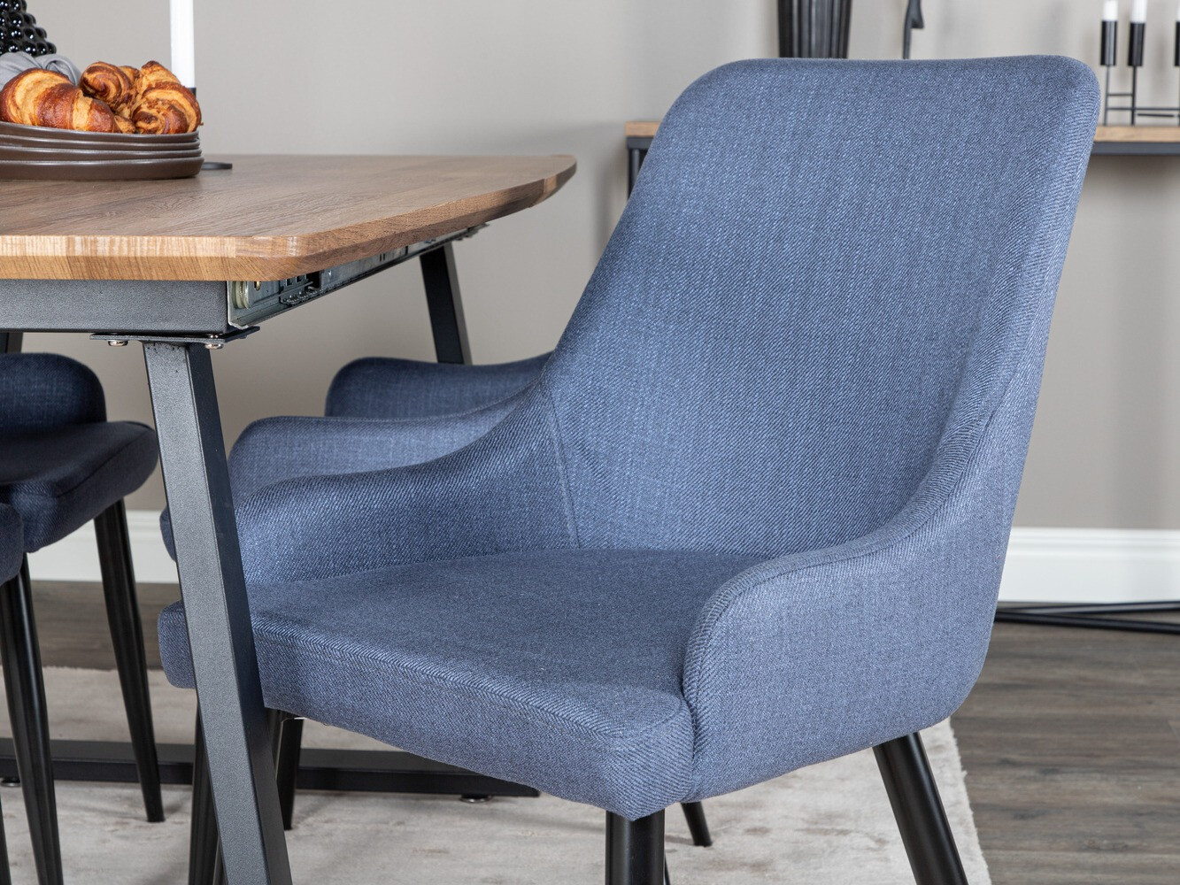 Conjunto de mesas y sillas para comedor Dallas 334 (Azul + Negro)