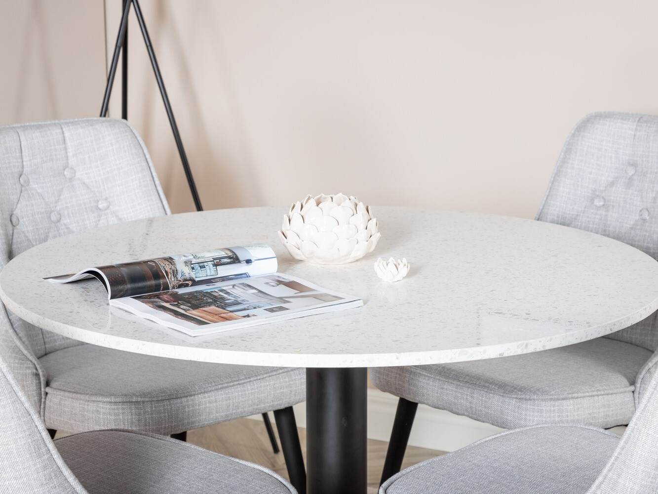 Conjunto de comedor Dallas 1160 (Gris + Negro)