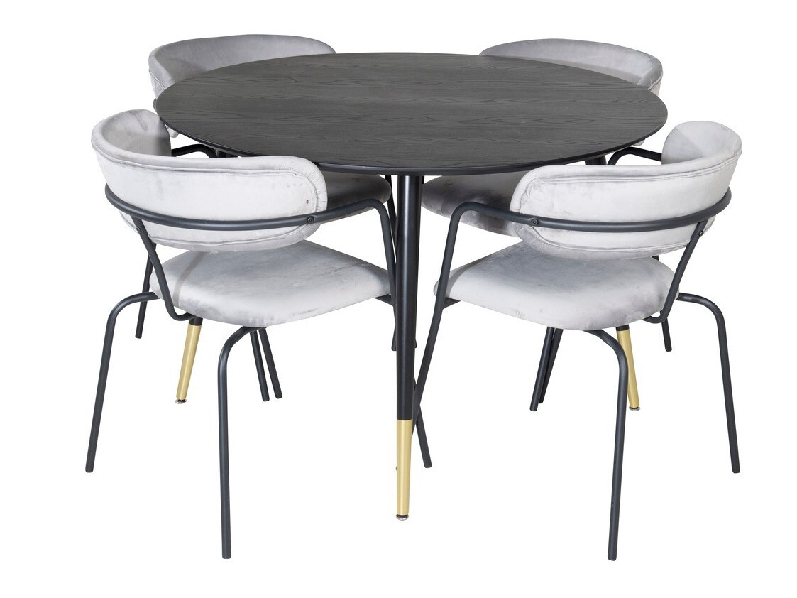 Conjunto de comedor Dallas 1180 (Gris + Negro)