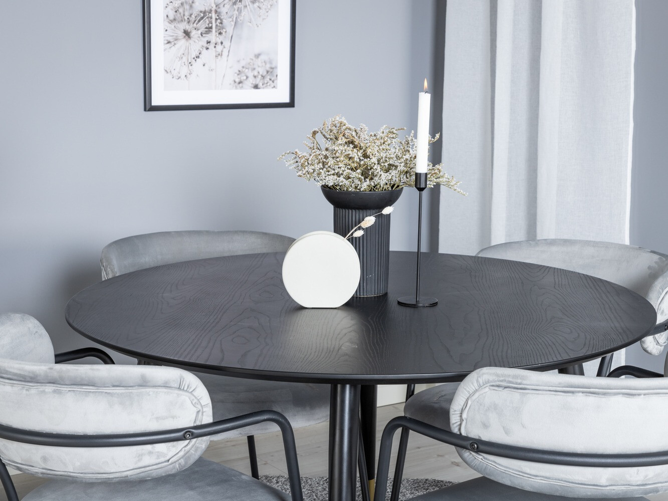 Conjunto de comedor Dallas 1180 (Gris + Negro)