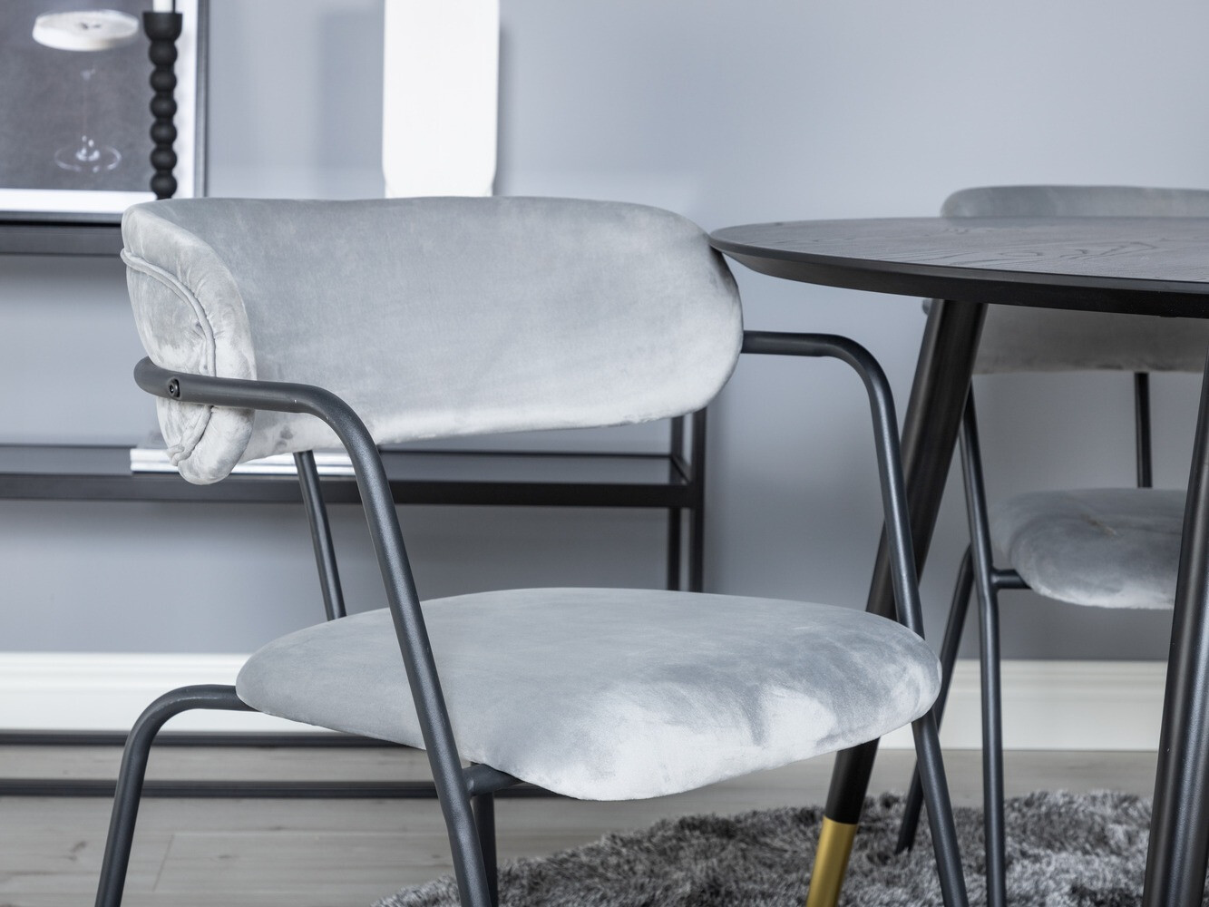 Conjunto de comedor Dallas 1180 (Gris + Negro)