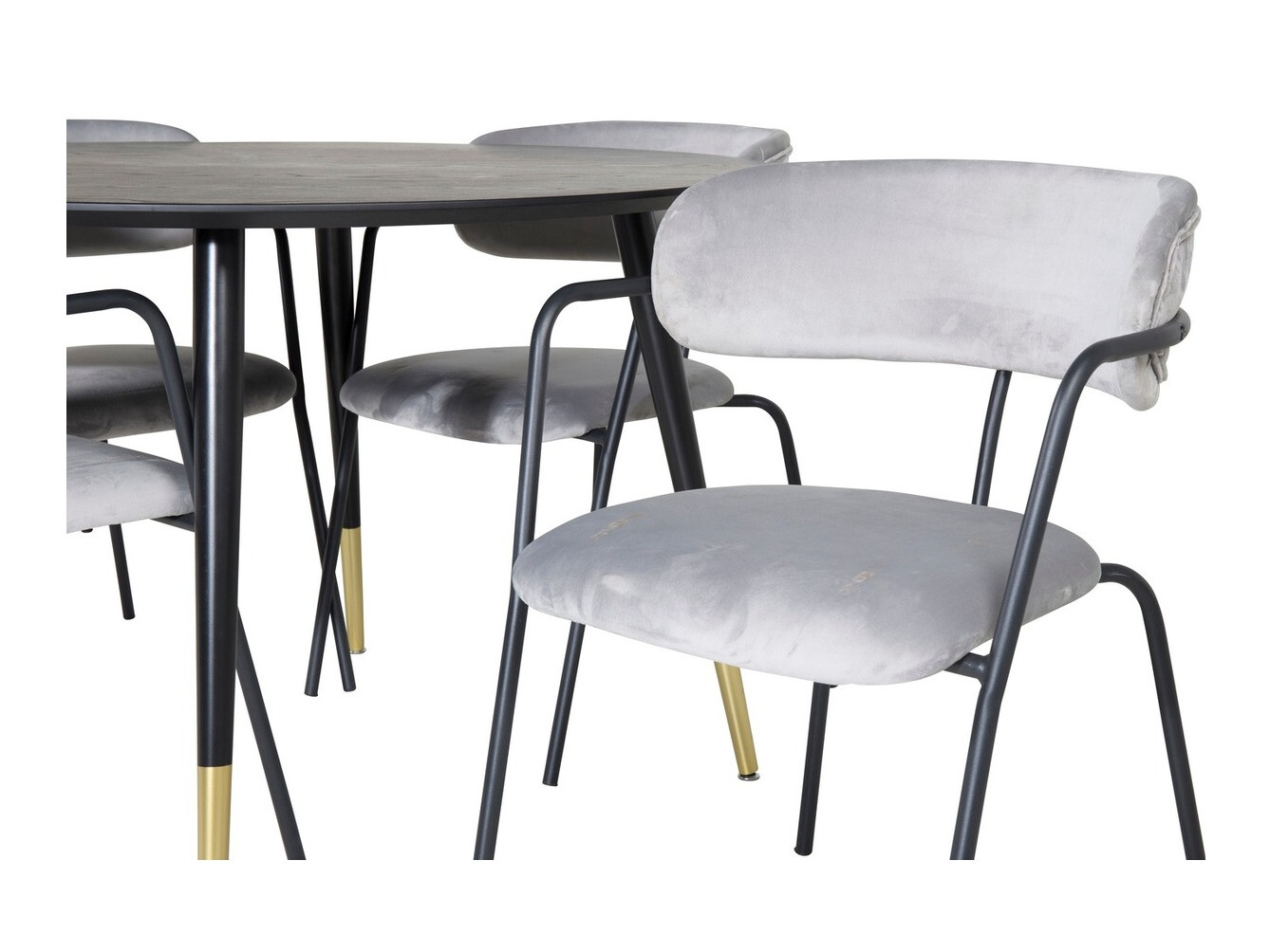 Conjunto de comedor Dallas 1180 (Gris + Negro)
