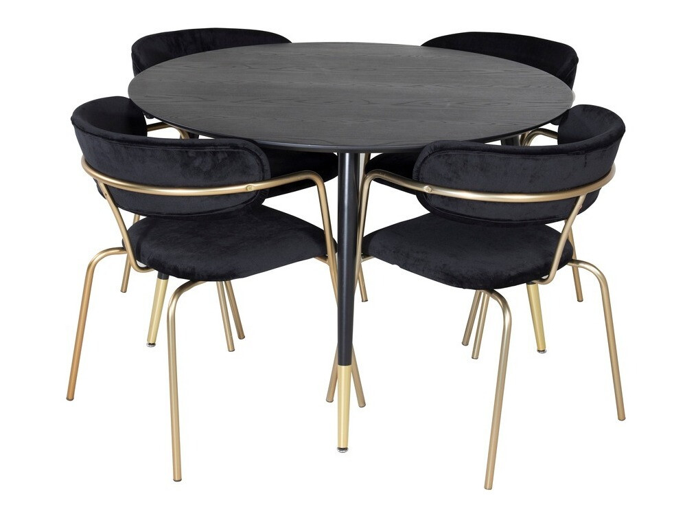 Conjunto de comedor Dallas 1180 (Negro + Dorado)