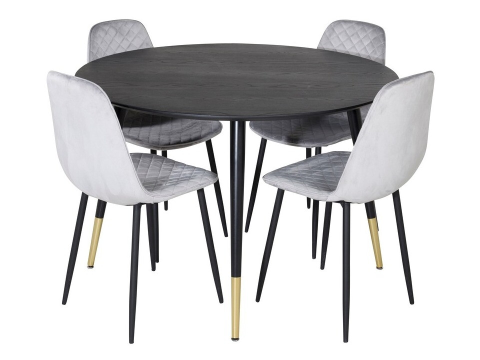 Conjunto de comedor Dallas 1183 (Gris + Negro)