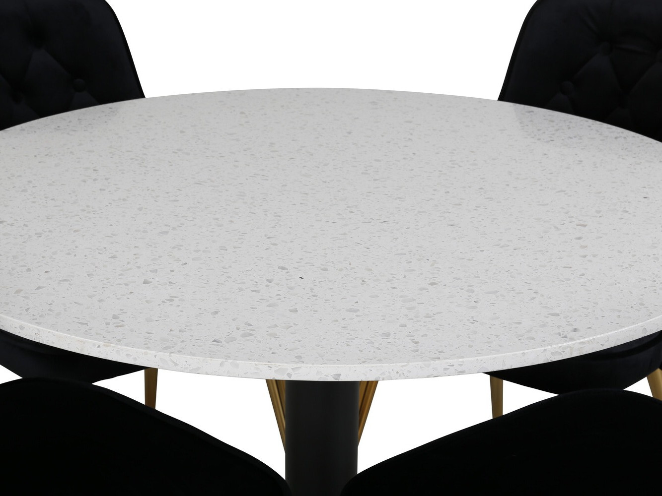 Conjunto de mesas y sillas para comedor Dallas 1160 (Negro + Latón)