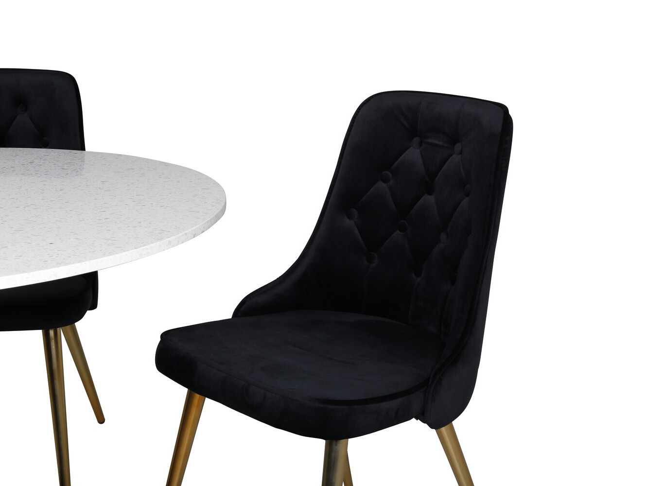 Conjunto de mesas y sillas para comedor Dallas 1160 (Negro + Latón)