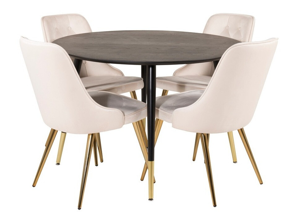 Conjunto de mesas y sillas para comedor Dallas 1178 (Beige + Dorado)