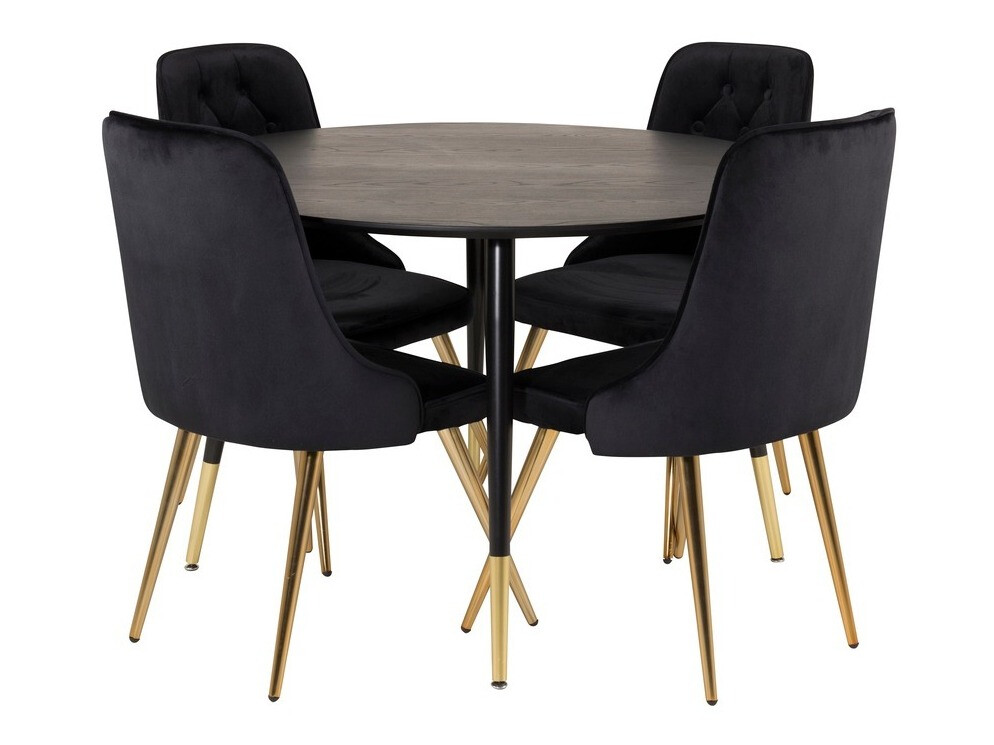Conjunto de mesas y sillas para comedor Dallas 1178 (Negro + Dorado)