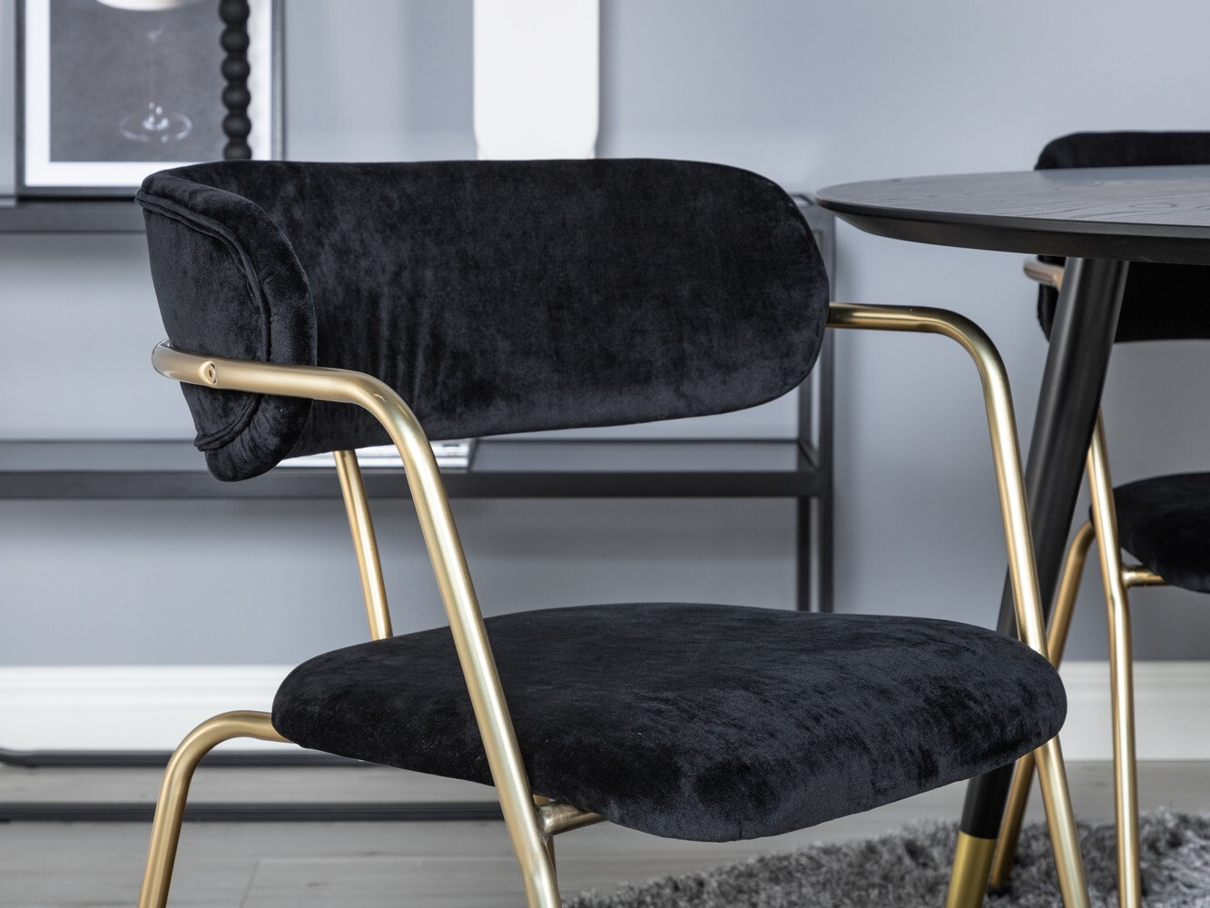 Conjunto de mesas y sillas para comedor Dallas 1180 (Negro + Dorado)