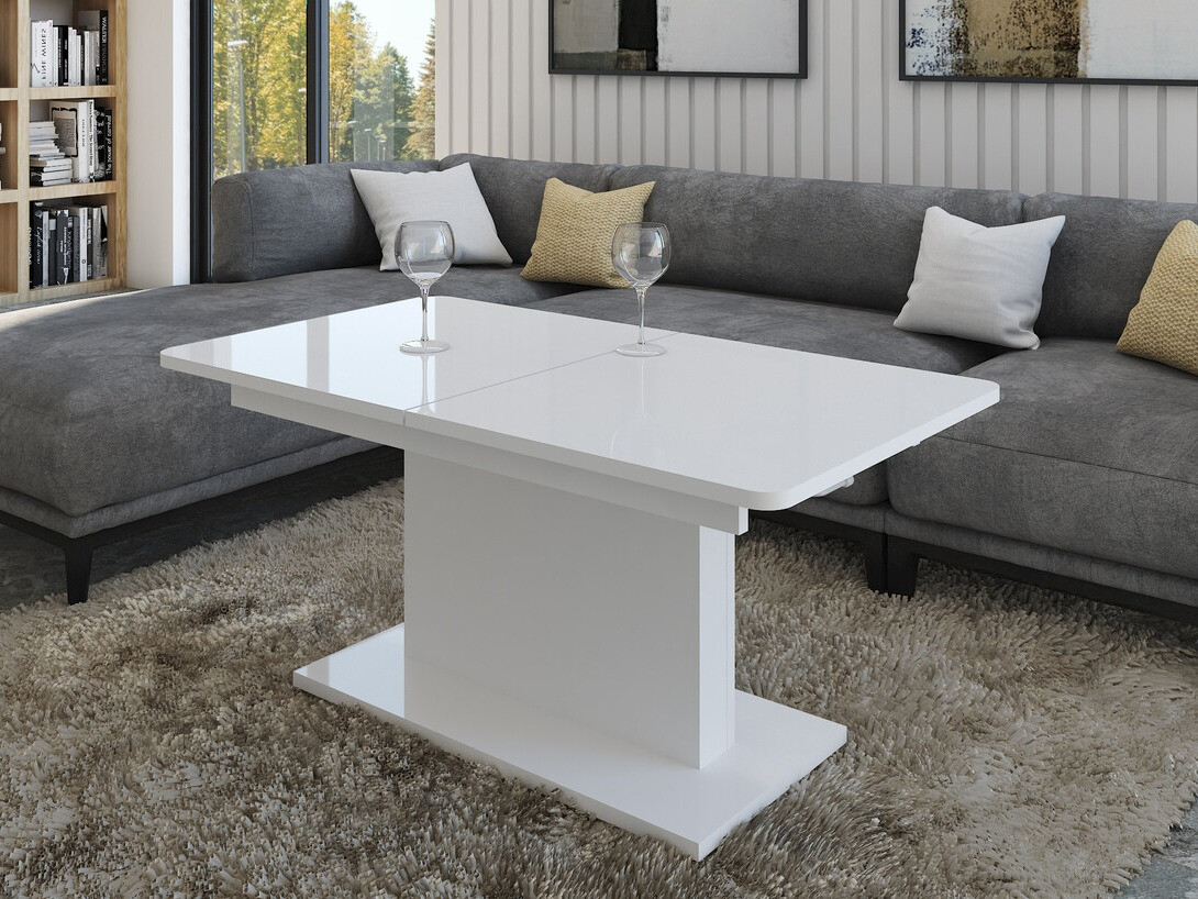 Transforming mesa de centro Ogden 158 (Blanco brillante + Blanco)