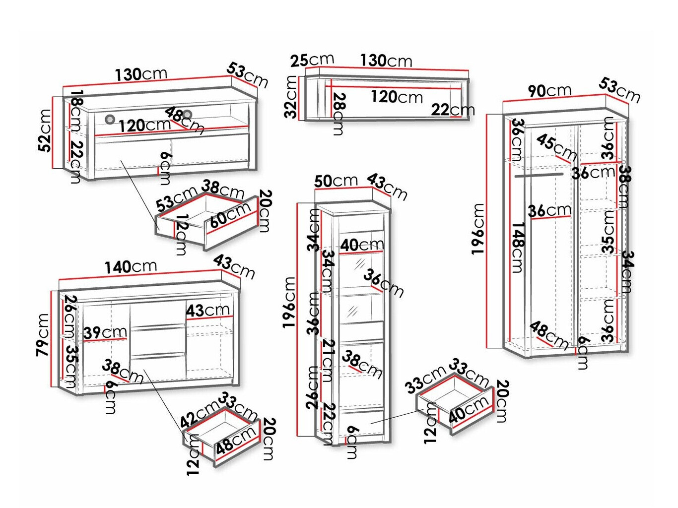 Conjunto de salón Deldale 115 (Roble Artisan + Blanco)