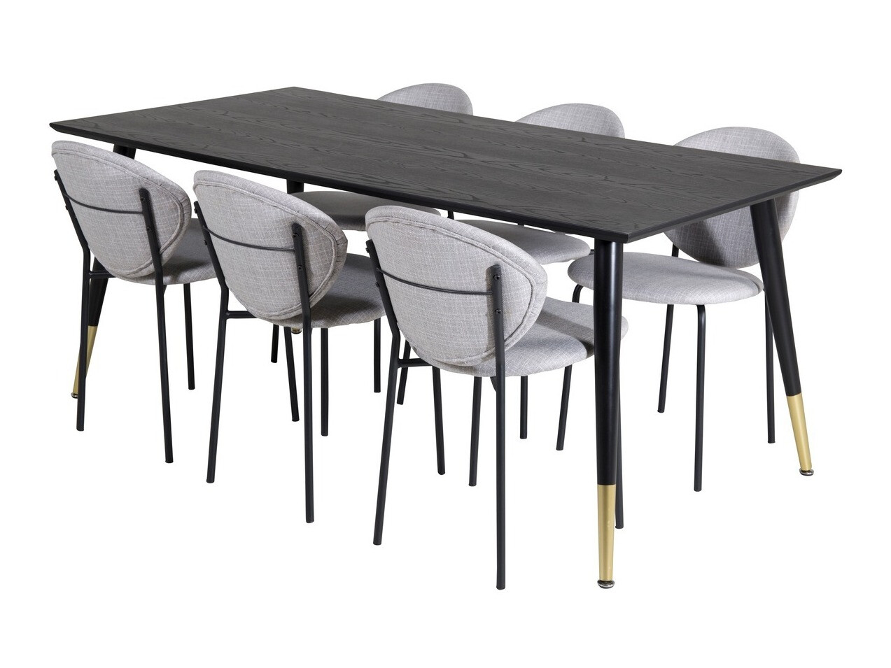Conjunto de comedor Dallas 1260 (Gris + Negro)